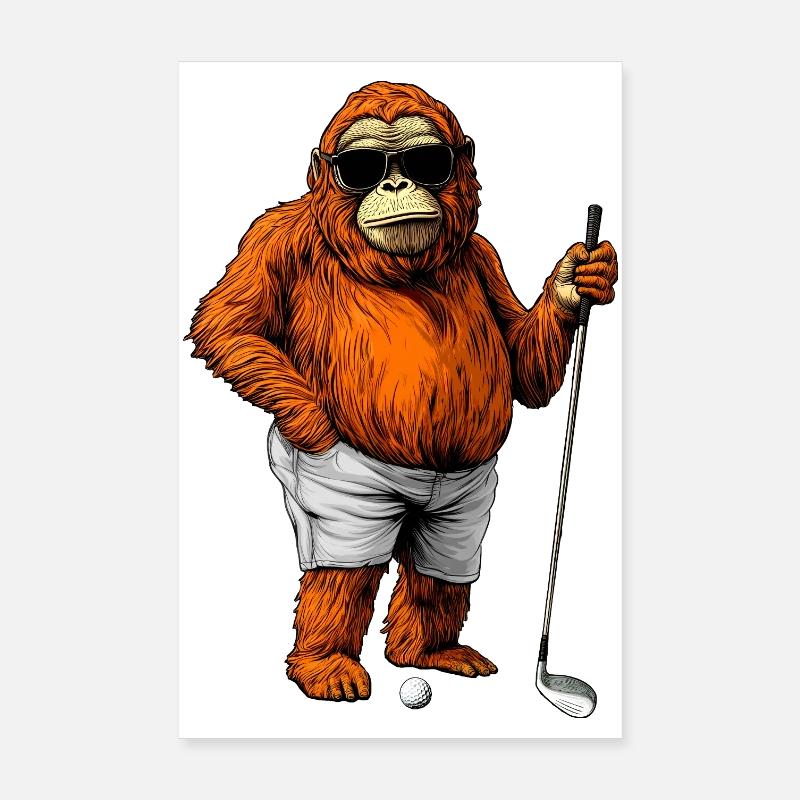 Golf Orangutan Poster 8" x 12" (20x30 cm)