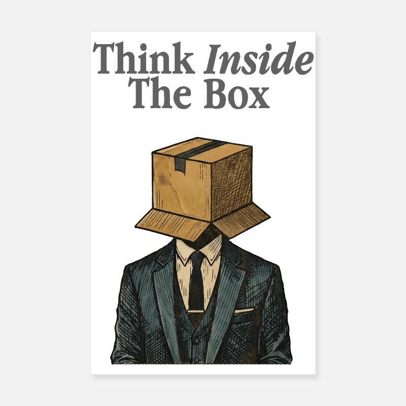Think Inside The Box Office Humor Poster 8" x 12" (20x30 cm)