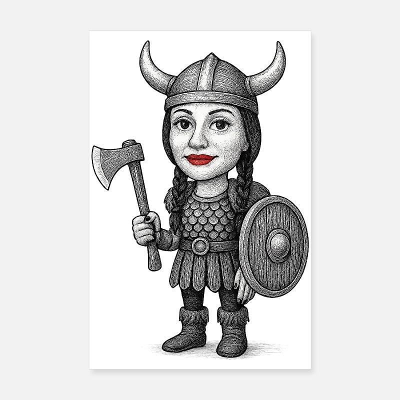Wikinger-Rotlippen-Krieger Poster 20x30 cm