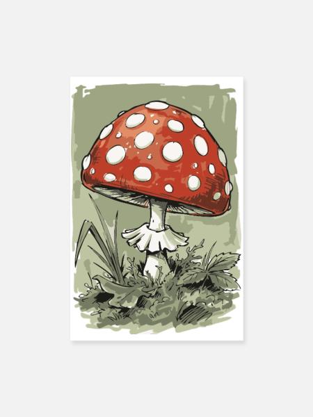 Cartoon Fliegenpilz - Poster 20x30 cm - Weiß - Vorne