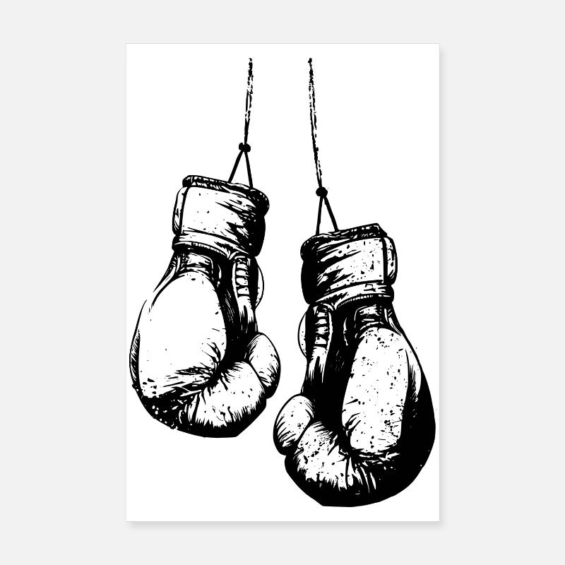 Hängende Boxhandschuhe schwarz Poster 20x30 cm