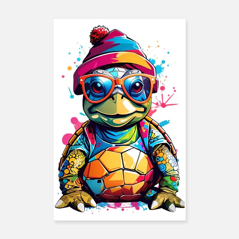Turtle small and colorful - Poster 8" x 12" (20x30 cm) - white