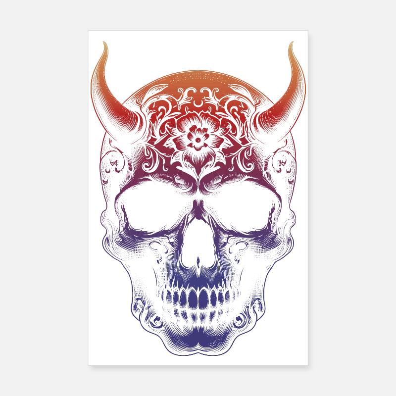 Crâne avec cornes Poster 20 x 30 cm