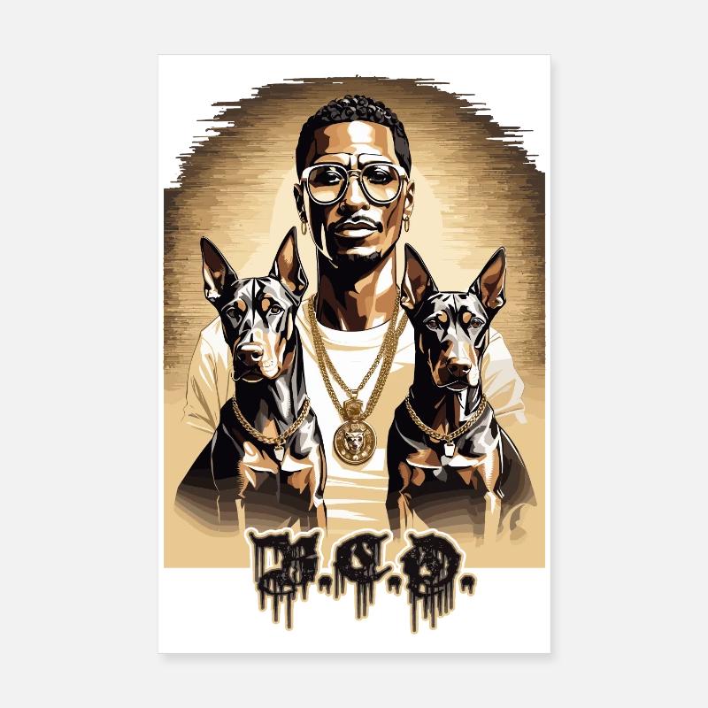 Rapper with Dobermans Poster 8" x 12" (20x30 cm)