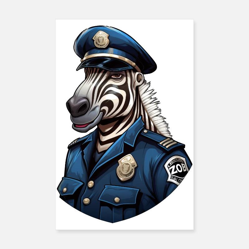 Zebra Policeman Poster 8" x 12" (20x30 cm)