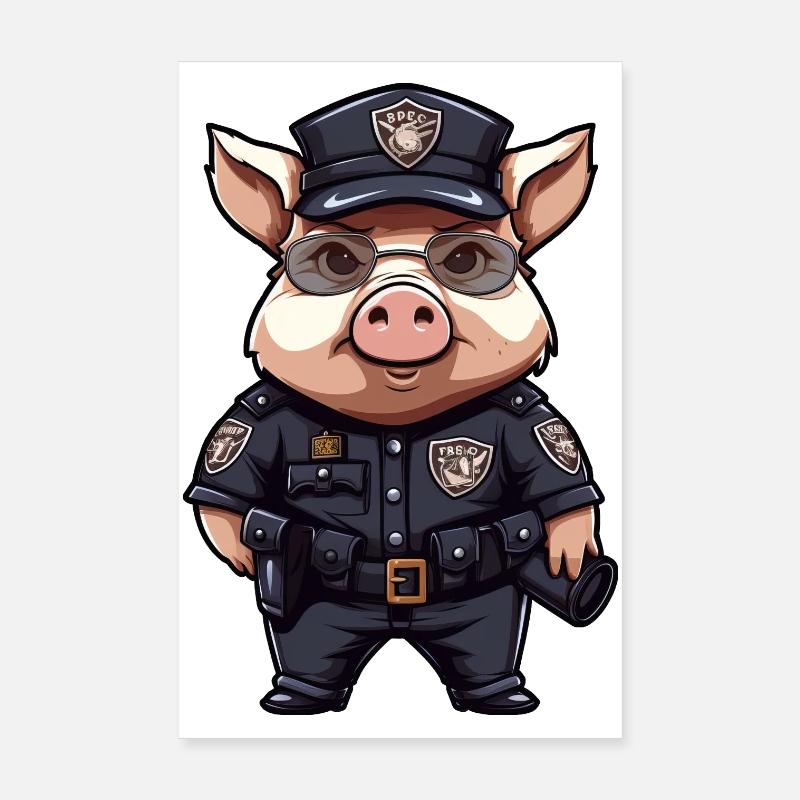 Policier cochon Poster 20 x 30 cm
