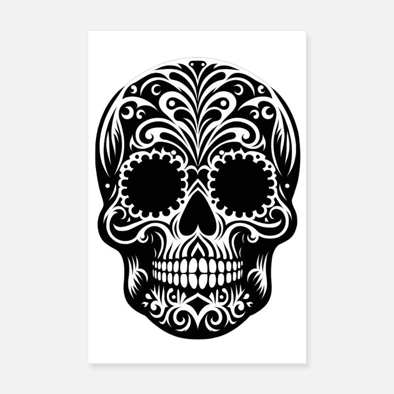 Santa Muerte Skull Celebration Poster 8" x 12" (20x30 cm)
