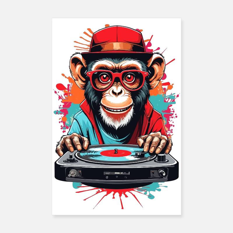 Affen DJ Poster 20x30 cm