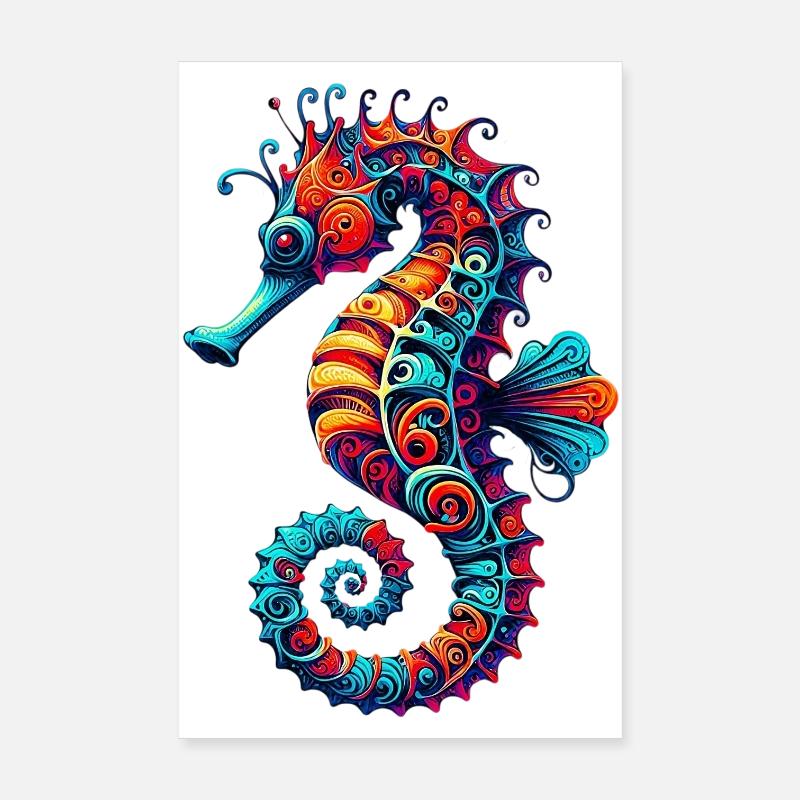 Hippocampe - Poster 20 x 30 cm - blanc