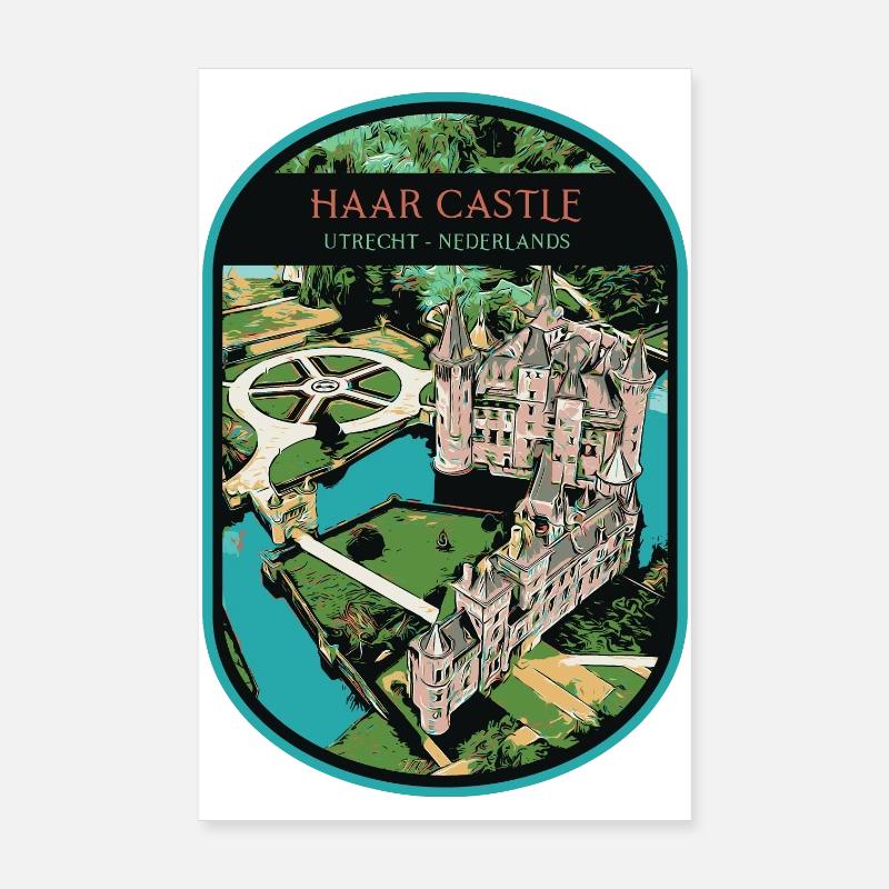 Illustration du château de Haar, Utrecht Poster 20 x 30 cm