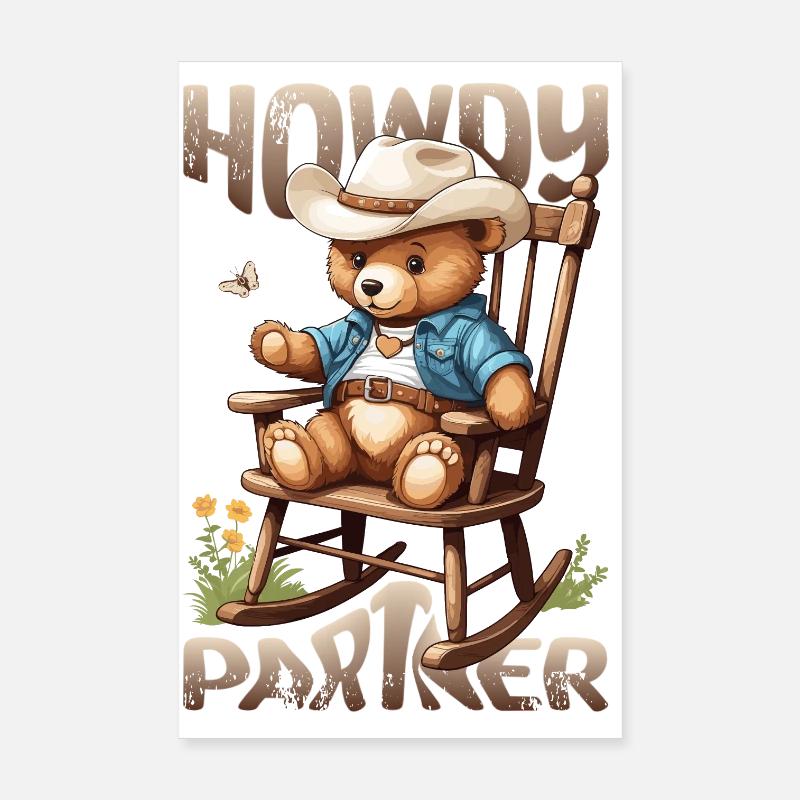 Cute bear with cowboy hat Poster 8" x 12" (20x30 cm)