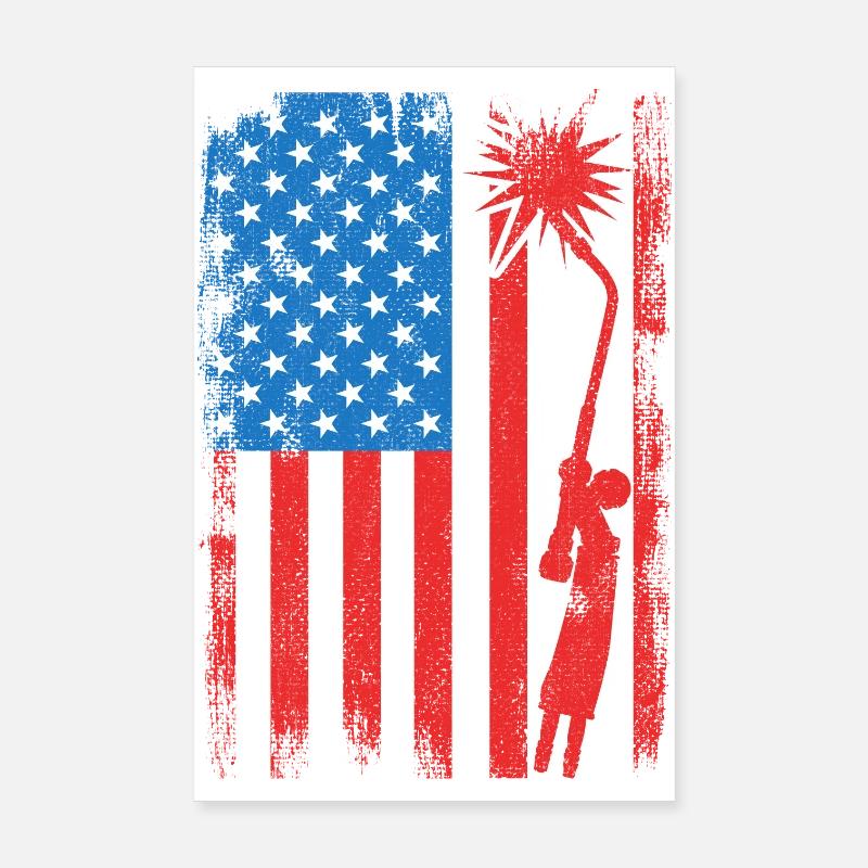 Welding USA Flag Poster 8" x 12" (20x30 cm)