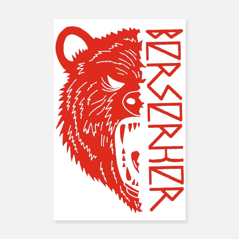 Red Bear Warrior Poster 8" x 12" (20x30 cm)