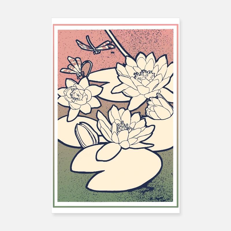 Illustration de nénuphar – Tranquillité et nature Poster 20 x 30 cm