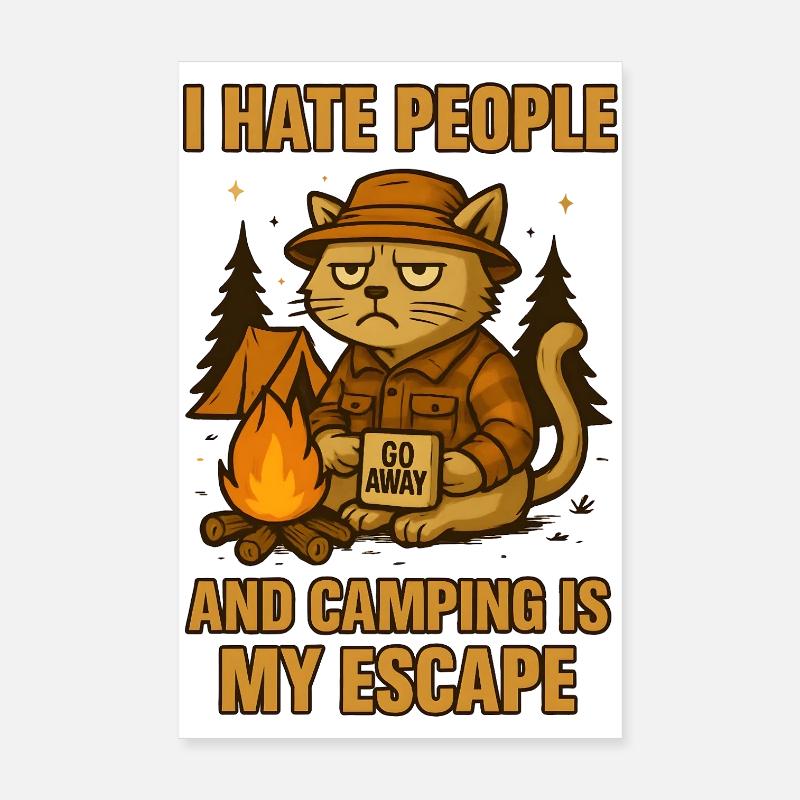 Cat Camping Vibes Poster 8" x 12" (20x30 cm)