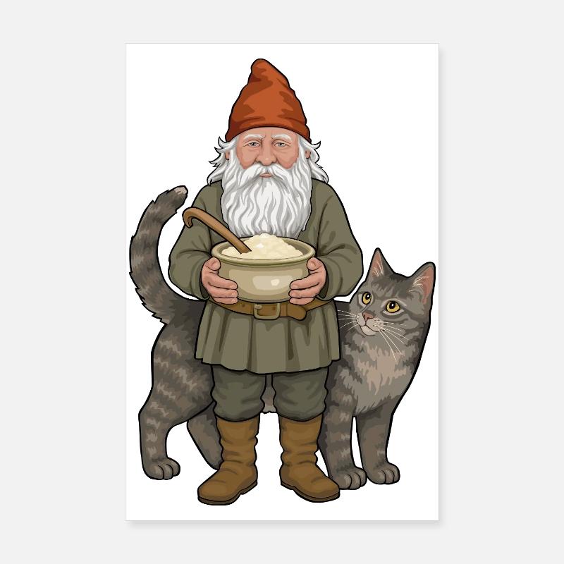 L’elfe de la ferme et le chat Poster 20 x 30 cm