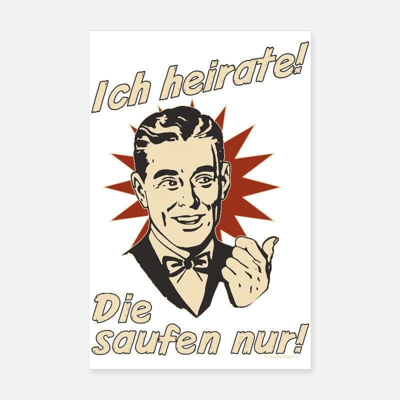 Retro-Eheversprechen mit Trinkmotiv Poster 20x30 cm