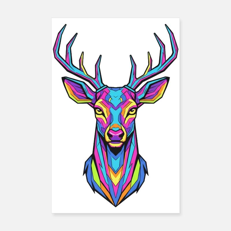 Néon bois d’œuvre Cerf Poster 20 x 30 cm