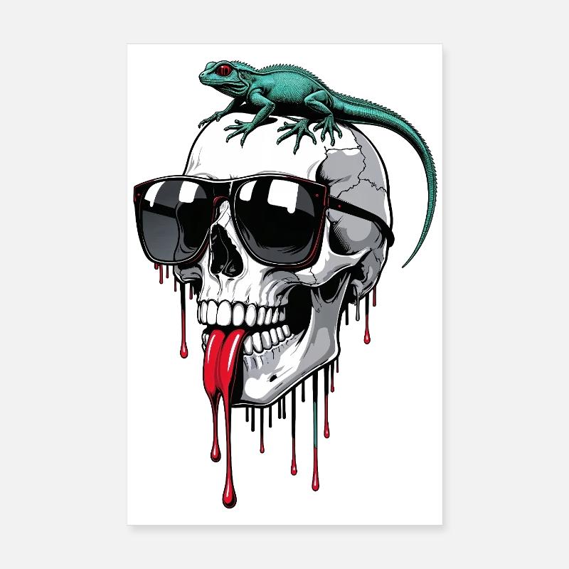 Chilled skull with lizard Poster 8" x 12" (20x30 cm)