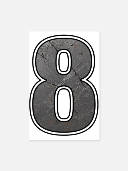 Weathered Eight Metal Texture - Poster 8" x 12" (20x30 cm) - white - Front