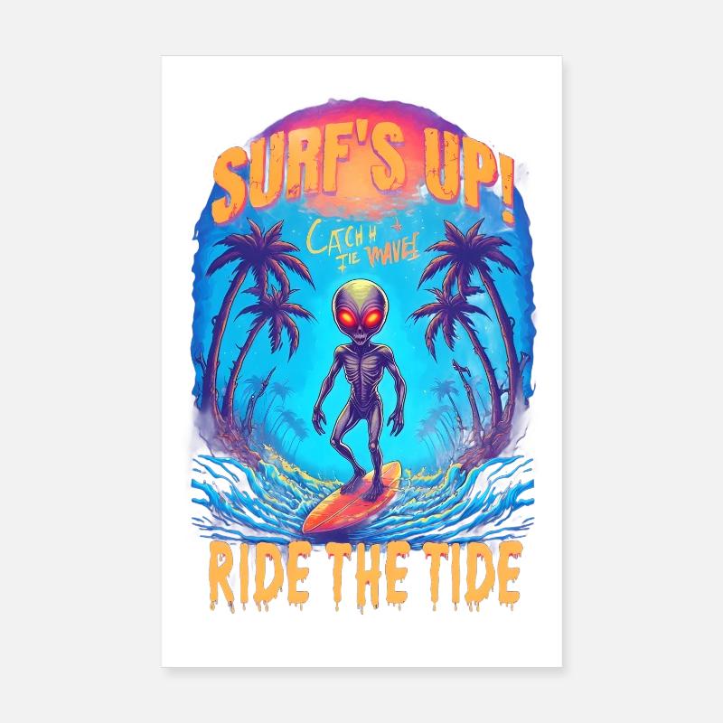 Alien Surfer Poster 8" x 12" (20x30 cm)