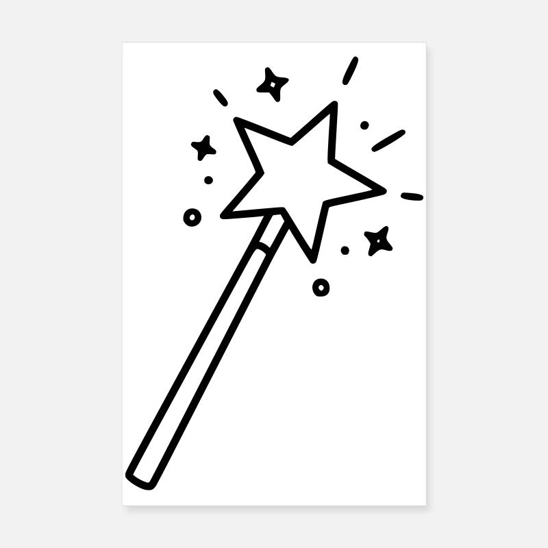 Minimalist Wand Star Magic Line Art Poster 8" x 12" (20x30 cm)