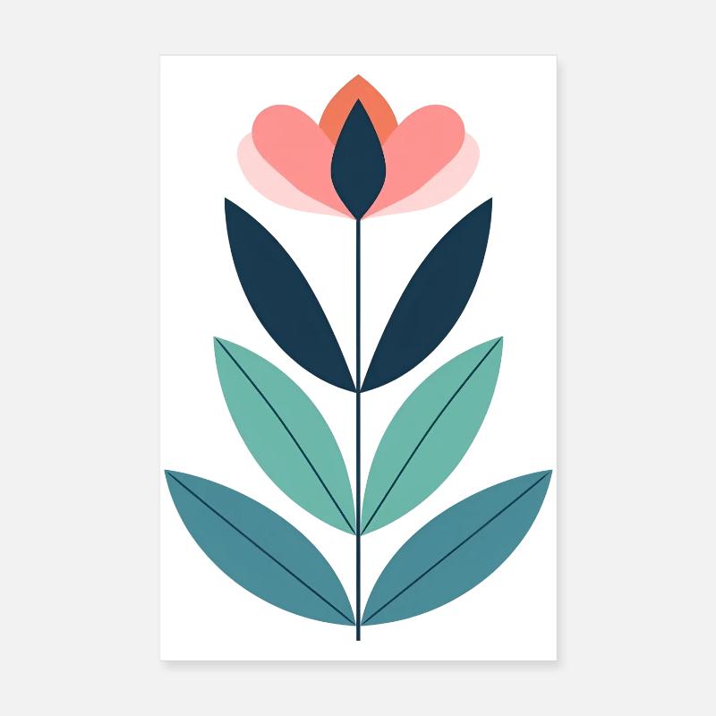 Illustration de fleur moderne géométrique Poster 20 x 30 cm