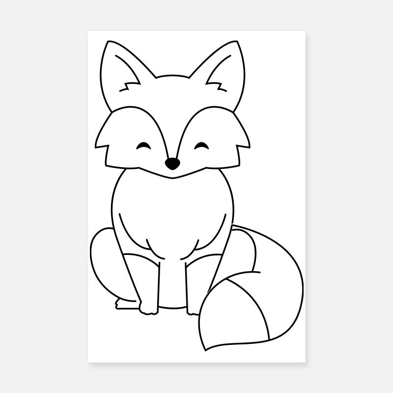 Comic Fox in Black Poster 8" x 12" (20x30 cm)