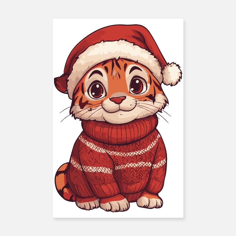 Noël du tigre Poster 20 x 30 cm