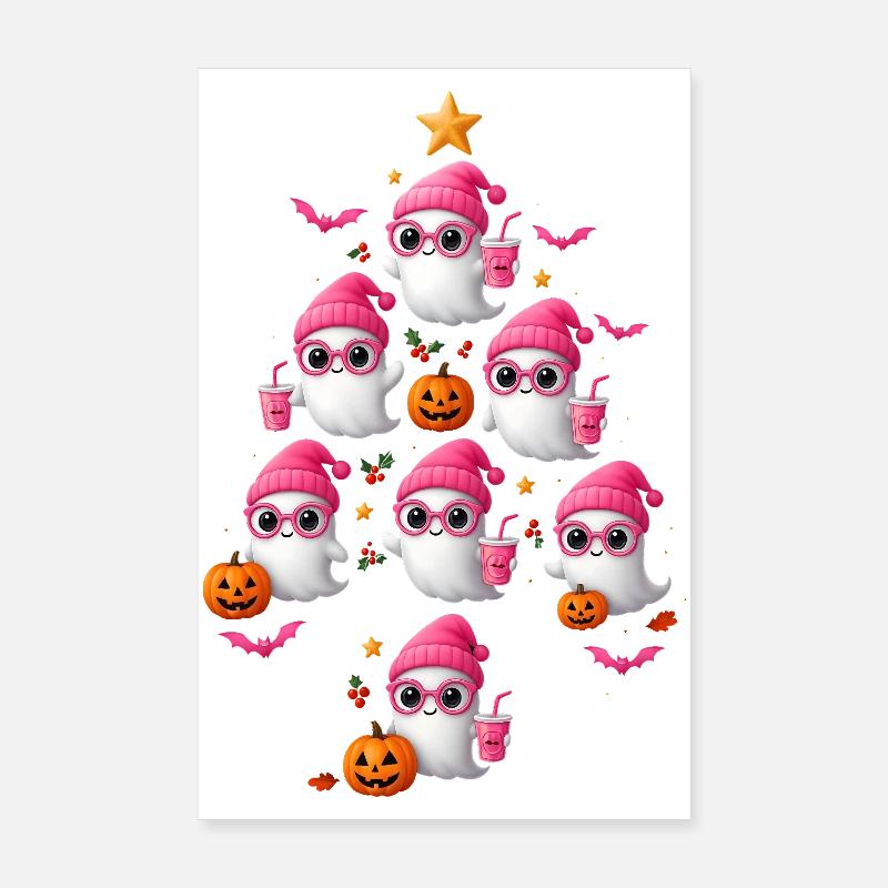 Conception d’arbre de Noël fantôme rose mignon Poster 20 x 30 cm