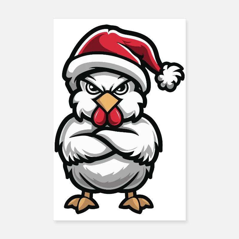 Chicken Christmas Poster 8" x 12" (20x30 cm)