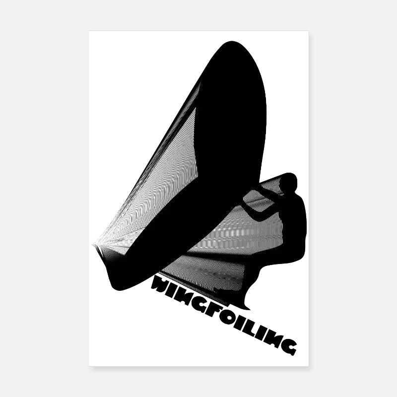 Black Line Geometry Wingfoiler Poster 8" x 12" (20x30 cm)