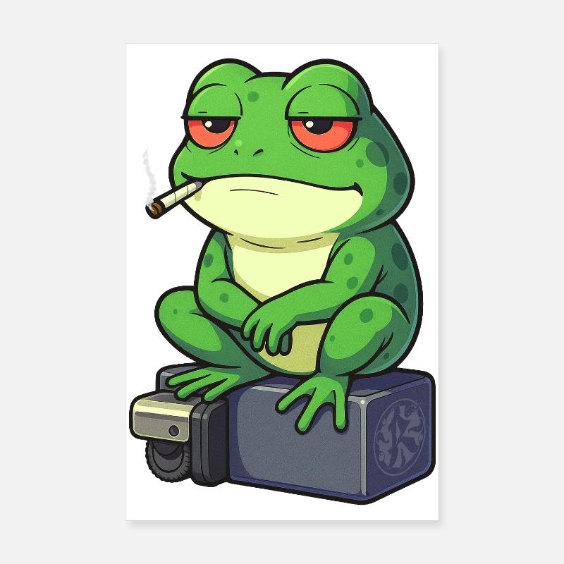 Grenouille se détend avec une cigarette Poster 20 x 30 cm