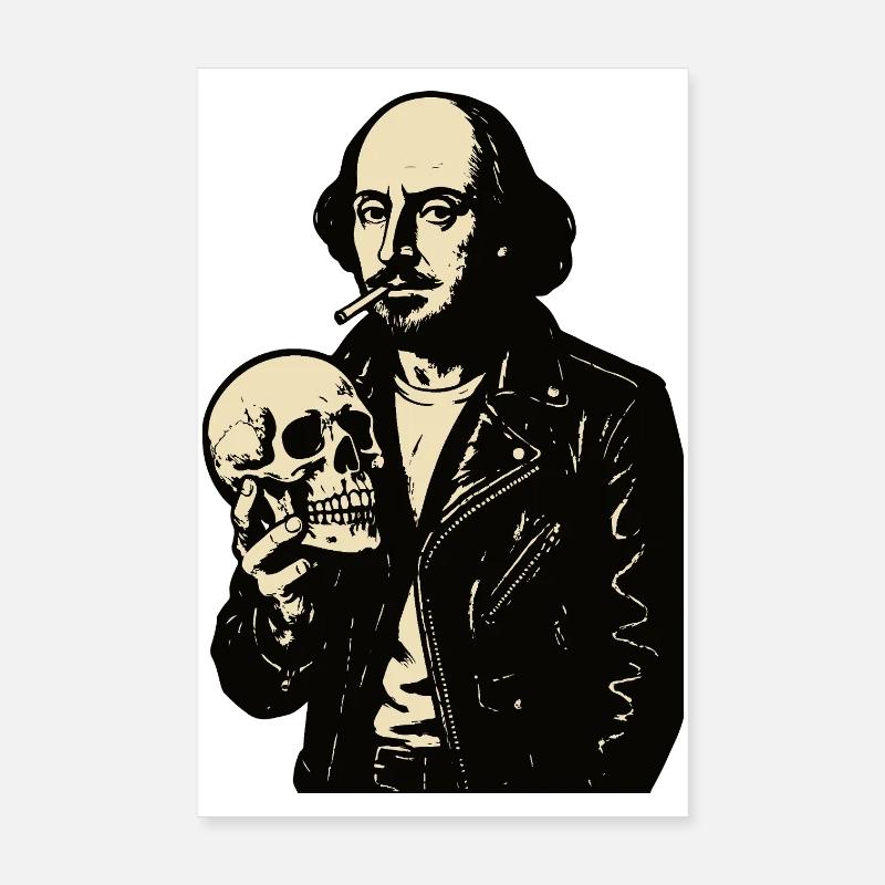 William Shakespeare avec portrait de crâne Poster 20 x 30 cm