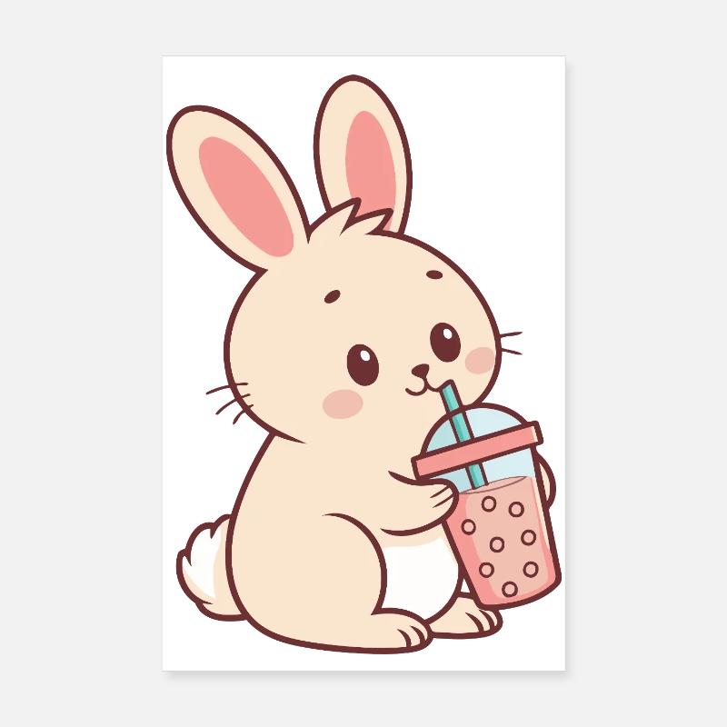 Lapin Bubble Tea Pastel Poster 20 x 30 cm