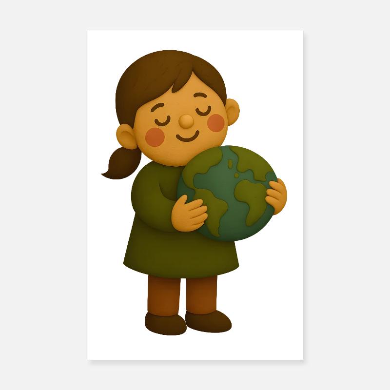 Little environmentalist with globe Poster 8" x 12" (20x30 cm)