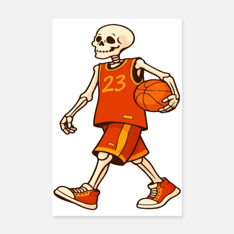 Skeleton Hoops in Orange Jersey Poster 8" x 12" (20x30 cm)