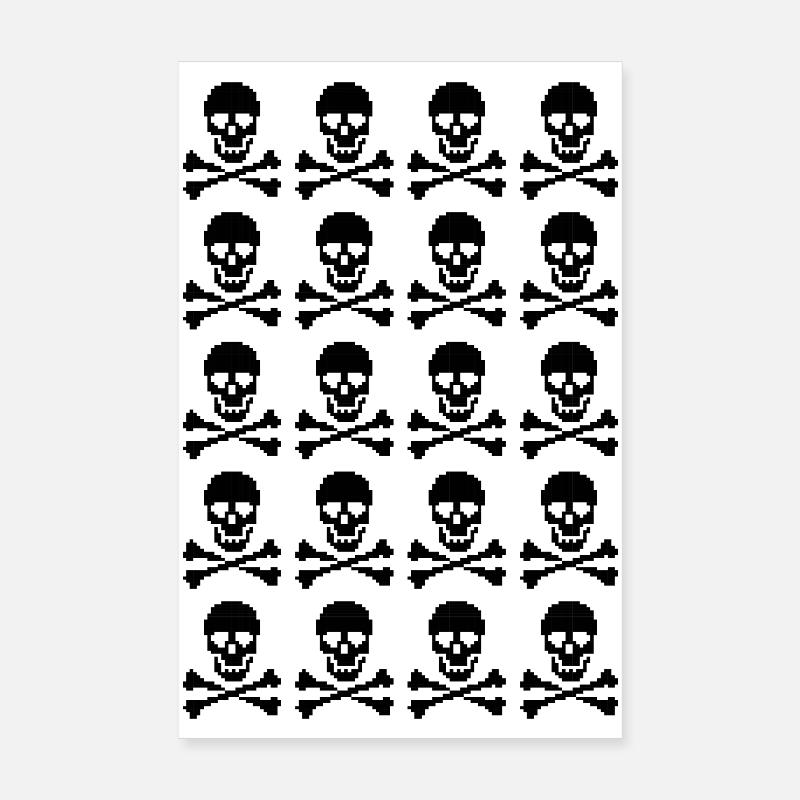 Motif de crânes pixelisés Poster 20 x 30 cm