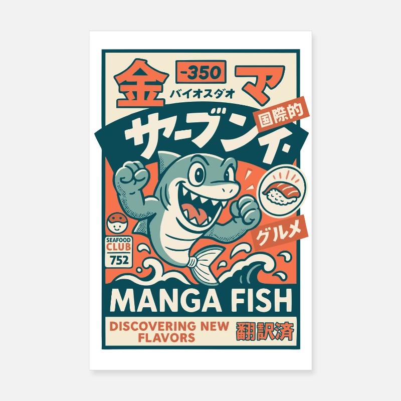 Manga Fish Poster 20x30 cm