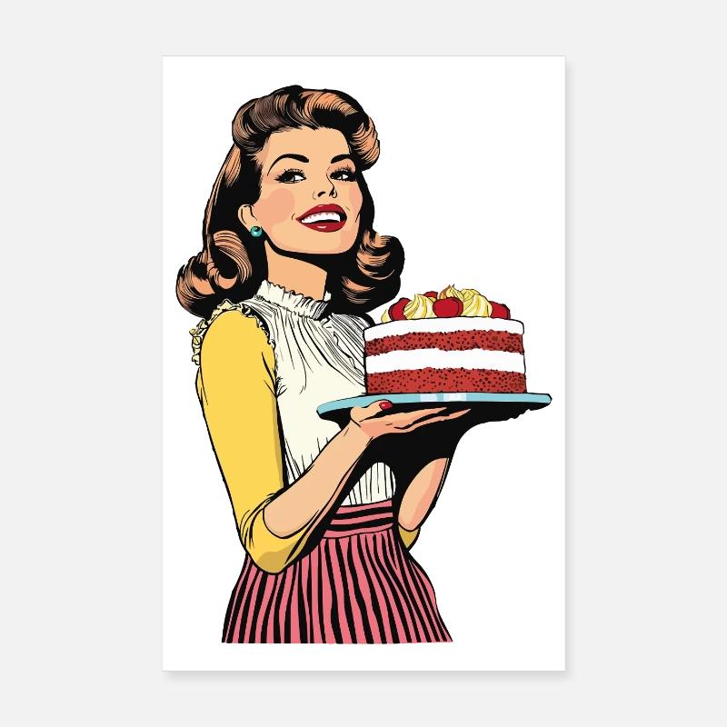 Cuisson Gâteau Cuisson Reine Cuisson Fée Boulanger Pop Art Poster 20 x 30 cm