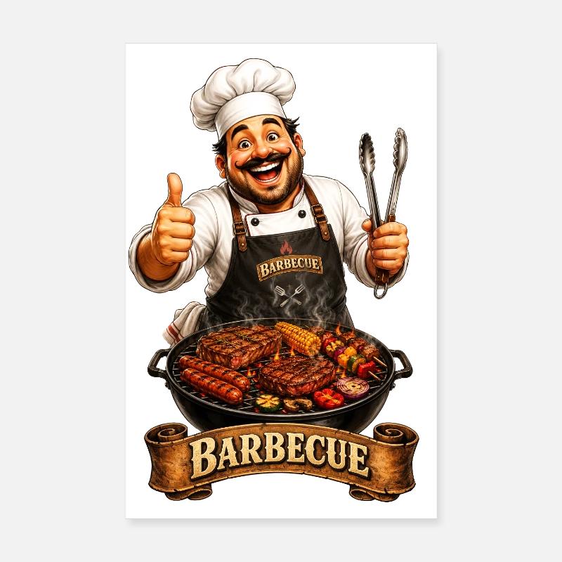Le chef au grill Poster 20 x 30 cm
