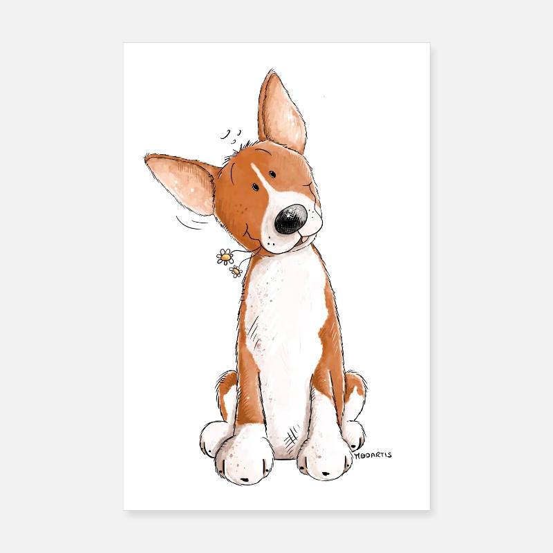 Petit Basenji I Race de Chien Comic I Chien Poster 20 x 30 cm