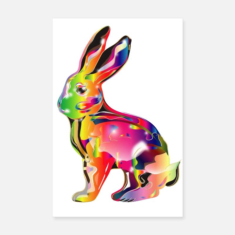 Lapin chatoyant coloré Poster 20 x 30 cm