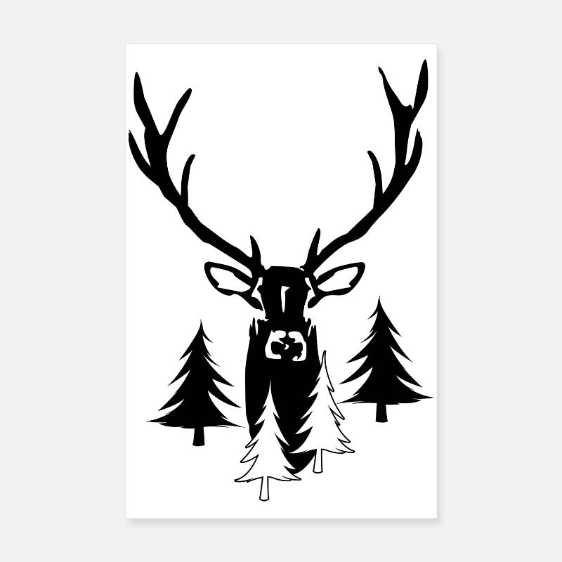 Proud Deer Forest Hiking Nature Poster 8" x 12" (20x30 cm)