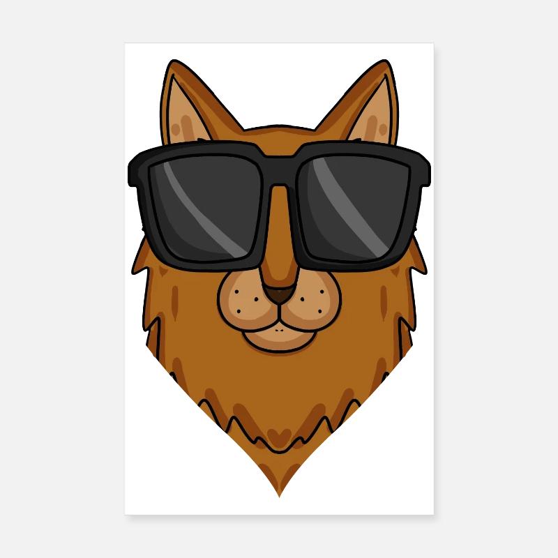 Chat cool avec des lunettes de soleil - race de chat somalien Poster 20 x 30 cm
