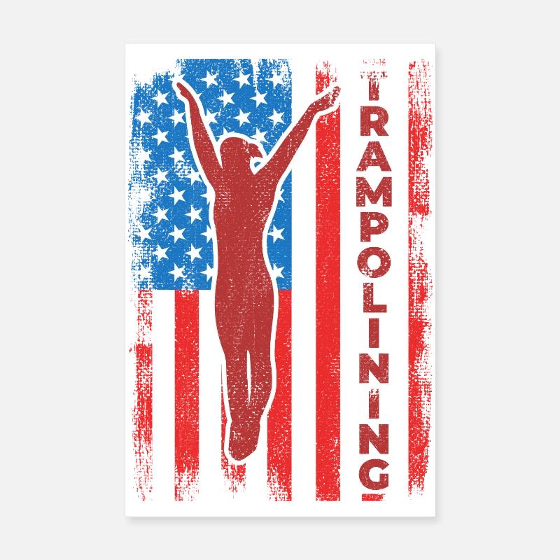 Trampoline jumping drapeau des États-Unis Poster 20 x 30 cm