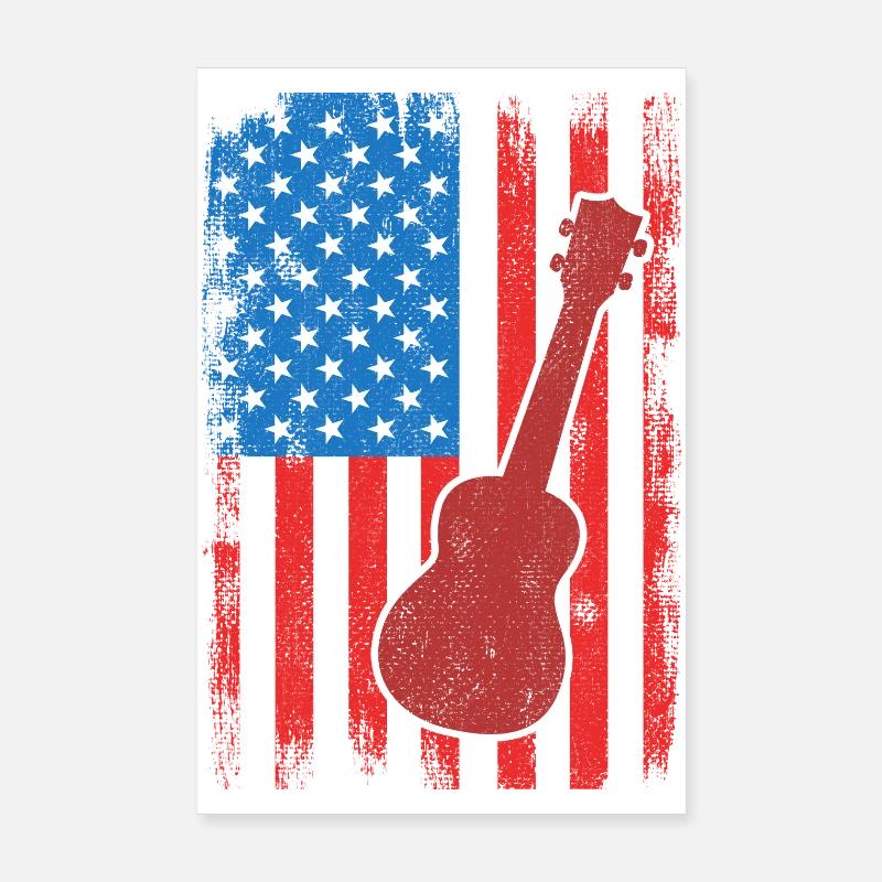 4. Juli USA Ukulele Poster 20x30 cm