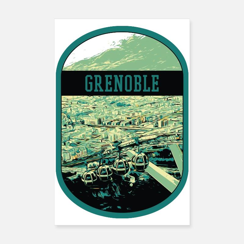 Panoramic Grenoble: Single View Cable Car Poster 8" x 12" (20x30 cm)