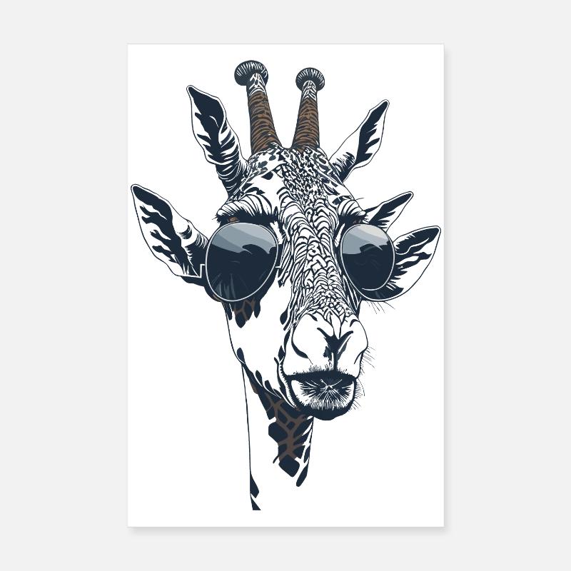 Das Portrait einer Giraffe mit Sonnenbrille Poster 20x30 cm