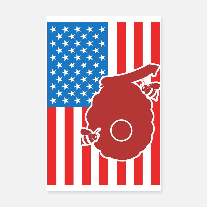 Apiculture Drapeau US Poster 20 x 30 cm